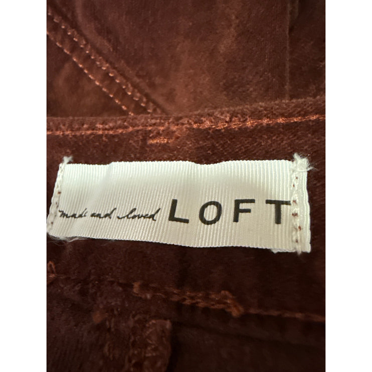 Ann Taylor Loft Women's Red Faux Suede High Waist Skinny Trousers Pants Size 27