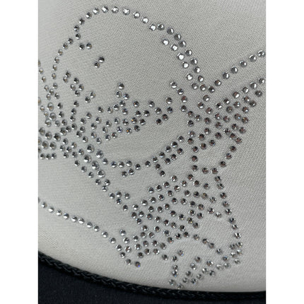 Otto Unisex White Black Angel Rhinestone Mesh Back Snapback Trucker Cap Hat OS