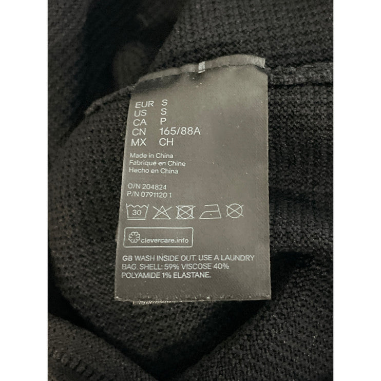 H&M Women's Black Waffle Knit Half Sleeve Crew Neck Thermal Sweater Top Size S
