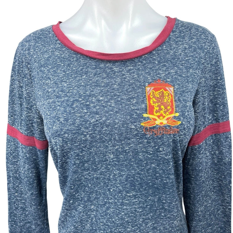 Harry Potter Gryffindor House Women's Blue Long Sleeve Pullover Tee Shirt Top M