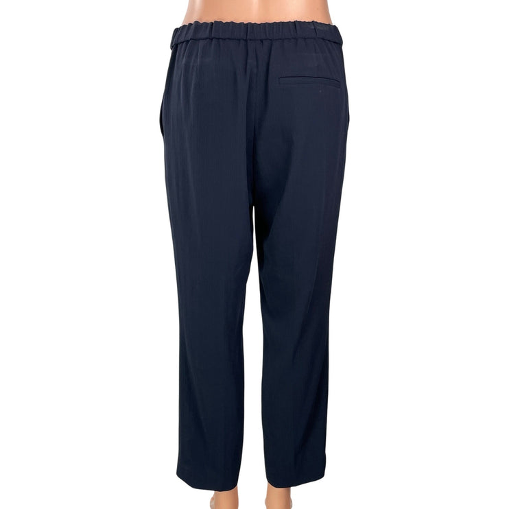 Theory Treeca Women's Navy Blue High Rise Straight Cropped Trousers Pants Size 4