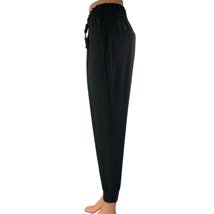 Zara Women's Black High Waisted Drawstring Tapered Jogger Sweat Pants Size S