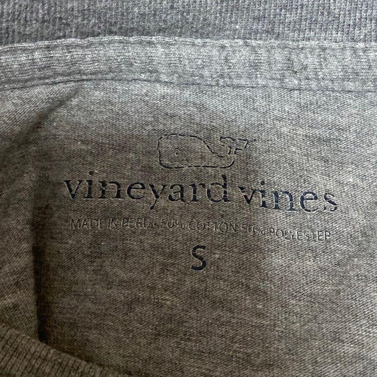 Vineyard Vines Men's Gray Logo Crew Long Sleeve Pocket T Shirt Tee Top Size S