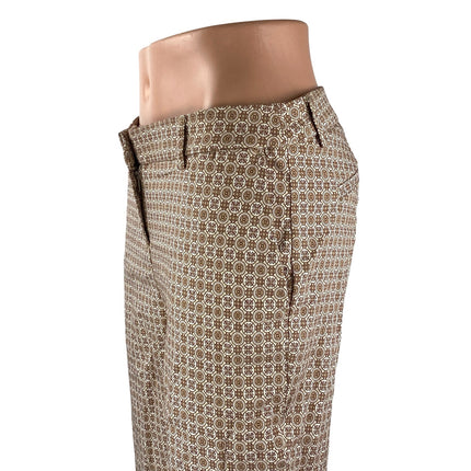 Cynthia Rowley Women's Brown Geometric Mid Rise Tapered Trousers Dress Pants 4