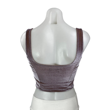 Urban Outfitters Brown Velvet Velour Ribbed Square Neck Sleeveless Crop Top S
