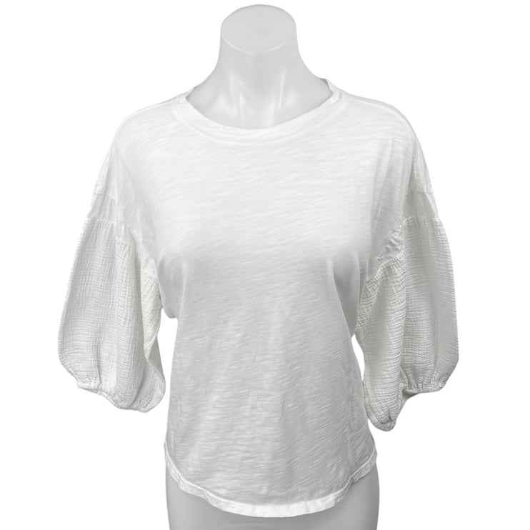 Anthropologie Velvet by Graham & Spencer Margot White Knit Shirt Blouse Top M