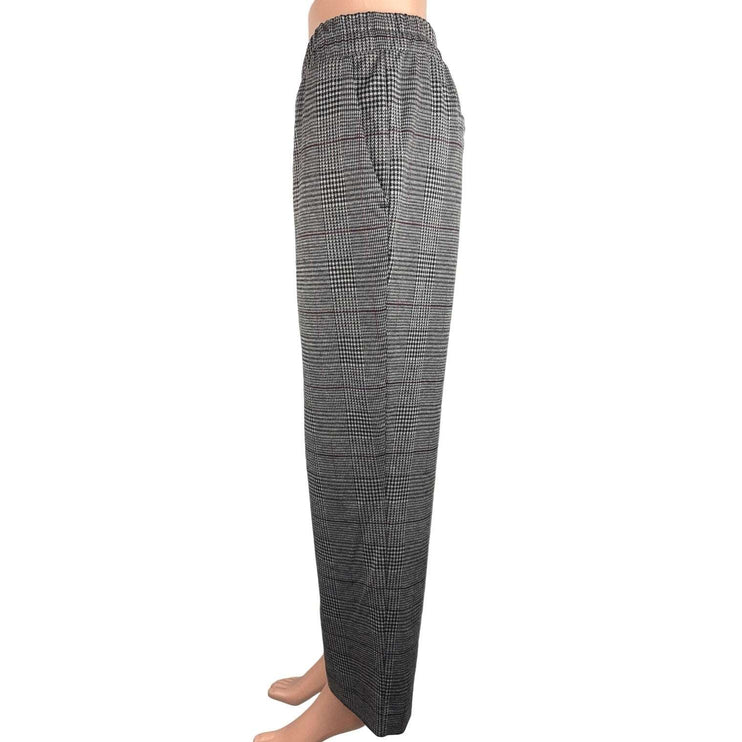 A New Day Gray Plaid High Rise Straight Leg Elastic Waist Pull On Ankle Pants XL