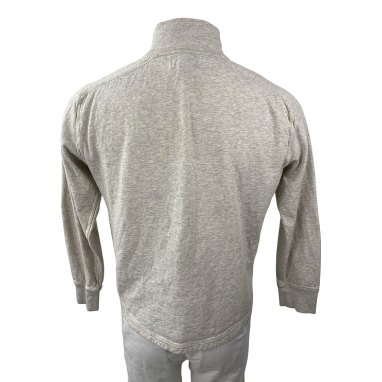 J.Crew Men's Beige Mock Neck Long Sleeve Quarter Zip Sweatshirt Sweater Top Sz M