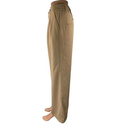 NEW Sarin Mathews Brown Tan Pleated High Waist Wide Leg Trousers Dress Pants S