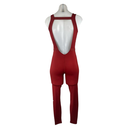 Fabletics Motion365+ Red Open Back Yoga Athletic Activewear Jumpsuit Romper Sz M