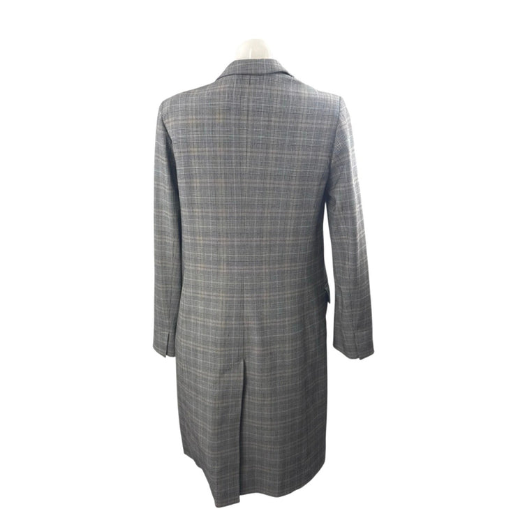 Aritzia Babaton Women's Gray Plaid Long Sleeve Midi Trench Coat Jacket Size 4