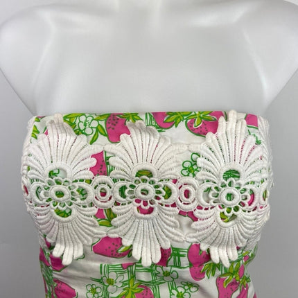 Lilly Pulitzer Multicolor Strawberry Print Strapless Lace Trim Bodycon Dress 4