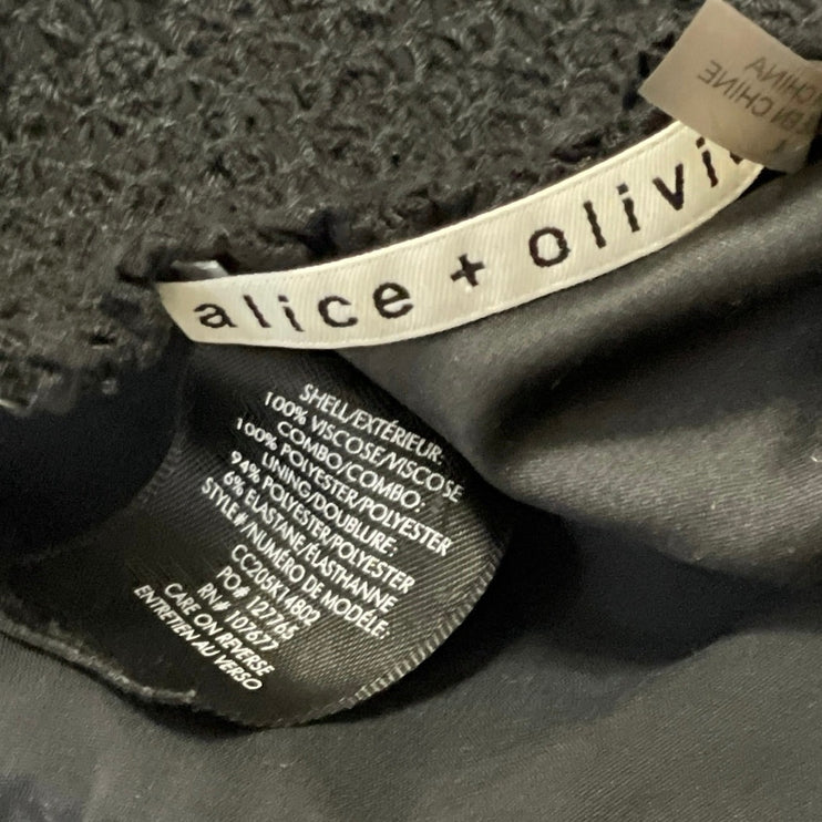Alice + Olivia Black Sleeveless Deep V Neck Embroidered Cami Wide Leg Jumpsuit S