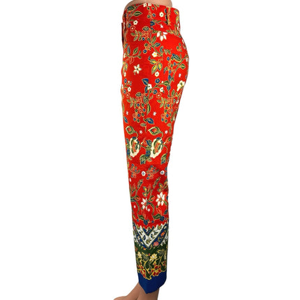 TORY BURCH Dayton Multicolor Samba Batik Flower Flared Crop Ankle Pant Size 29