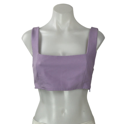 Princess Polly Women's Purple Sleeveless Wide Straps Square Neck Crop Tank Top 4