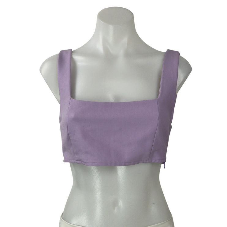 Princess Polly Women's Purple Sleeveless Wide Straps Square Neck Crop Tank Top 4