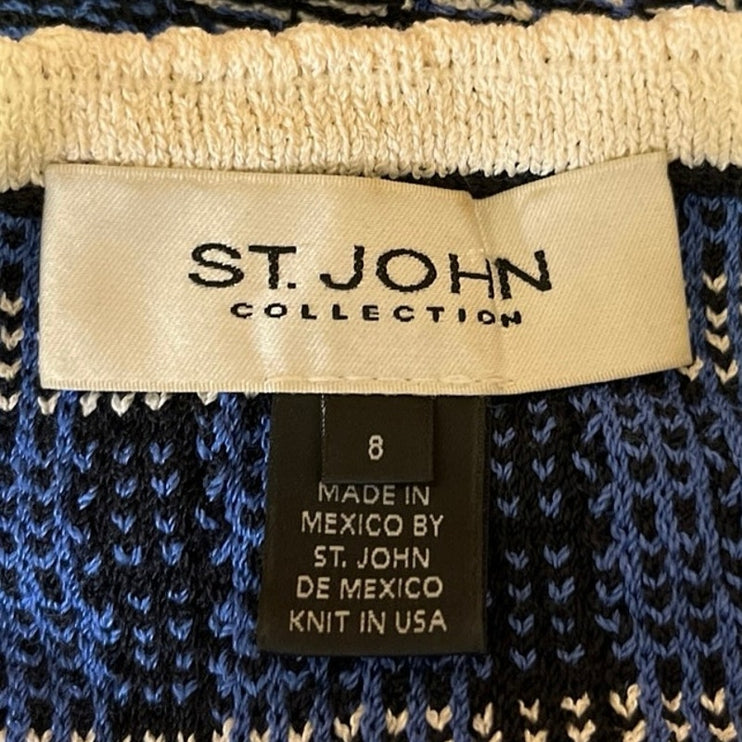 ST. JHON Collection Blue Wool Blend Knit Plaid Zip Up Pockets Cardigan Jacket 8