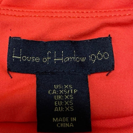 House Of Harlow 1960 Women's Red Orange Short Sleeve Square Neck Bodysuit Top XS