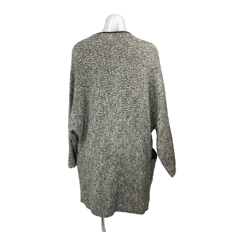 Zara Women's Marled Gray Wool Knit Long Sleeve Cardigan Sweater Coat Jacket Sz M