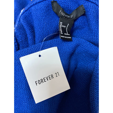 NEW Forever 21 Blue Argyle Knit Sleeveless V Neck Cropped Sweater Vest Top Sz S