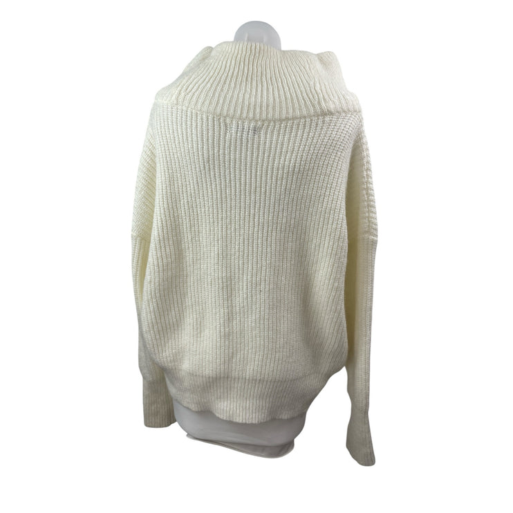 Calvin Klein Jeans Women's Cream Off The Shoulder Ribbed Knit Sweater Top Size S
