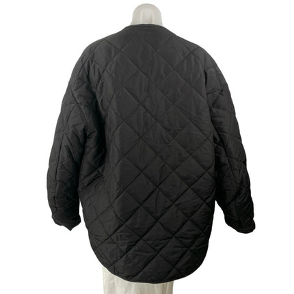& Other Stories Women's Black Quilted Puffer Long Sleeve Oversize Jacket Size 10