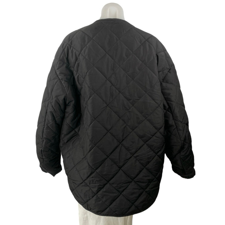 & Other Stories Women's Black Quilted Puffer Long Sleeve Oversize Jacket Size 10