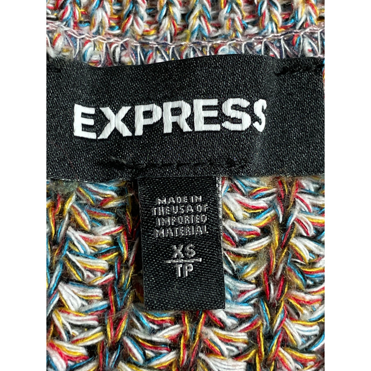 Express Women's Multicolored Braided Back Cut Out Long Sleeve Sweater Top Sz XS