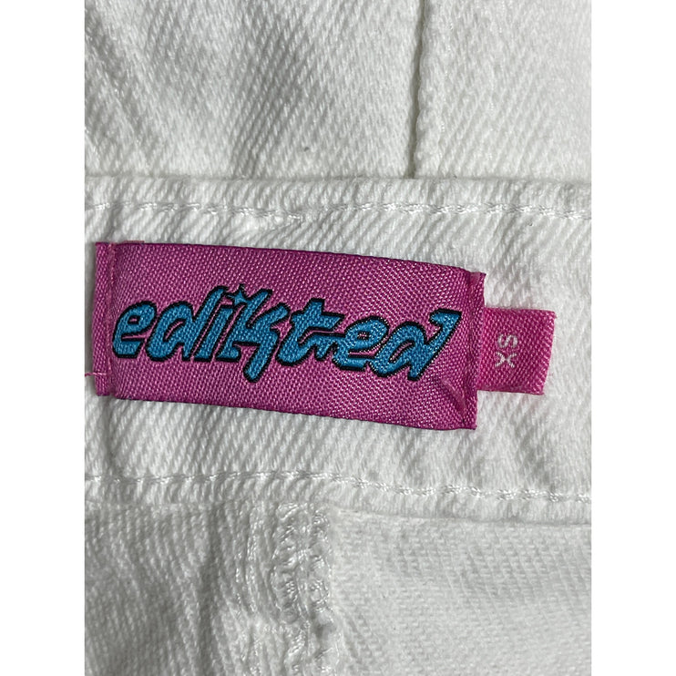 Edikted Women's White Mid Rise Wide Leg Baggy Trousers Denim Jeans Size XS