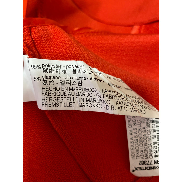 Zara Women's Red Open Front Ruffle Long Bell Sleeve Blazer Coat Jacket Size S