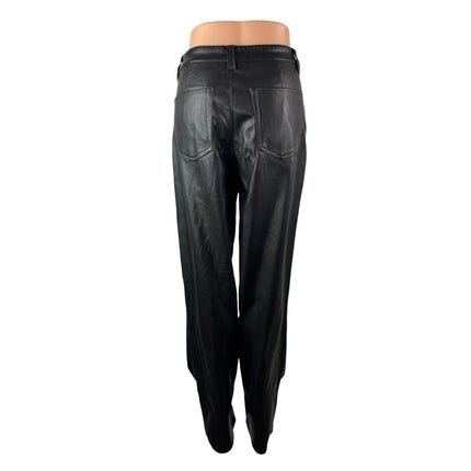 Asos Women's Black Faux Leather High Rise Straight Leg Long Trousers Pants Sz 8
