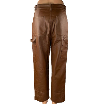 Aritzia Wilfred Free Women's Brown Faux Leather Vegan Trousers Pants Size 4