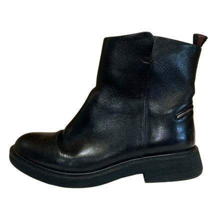 Franco Sarto Bealy Women's Black Leather Zip Up Round Toe Ankle Boots Size 6.5