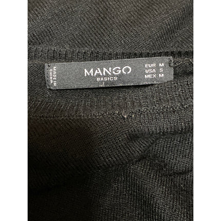Mango Basics Womens Black Long Bell Sleeves Boxy Round Neck T Shirt Tee Top Sz S