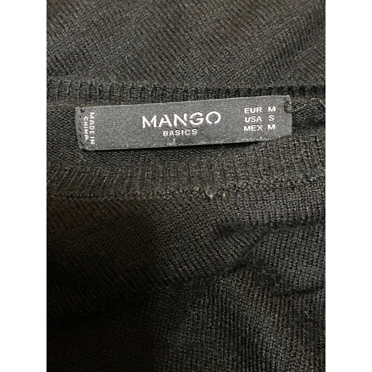 Mango Basics Womens Black Long Bell Sleeves Boxy Round Neck T Shirt Tee Top Sz S