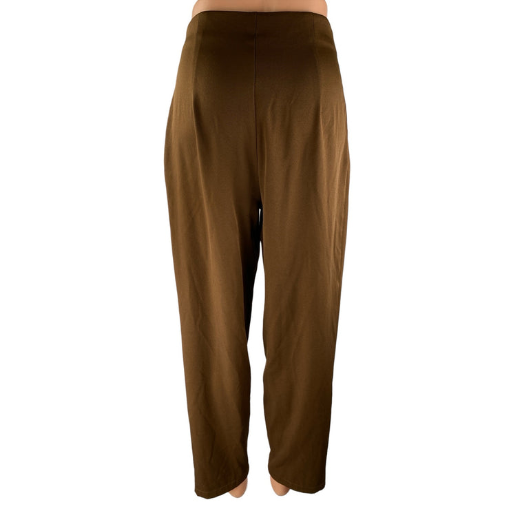 NEW Cider Women Brown Pleated High Waisted Straight Trousers Dress Pants Size XS