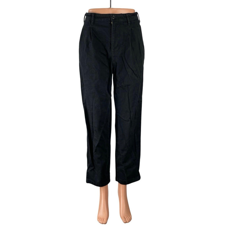 Dockers Recode Black High Rise Pleated Straight Wide Leg Denim Jeans Pants Sz 26