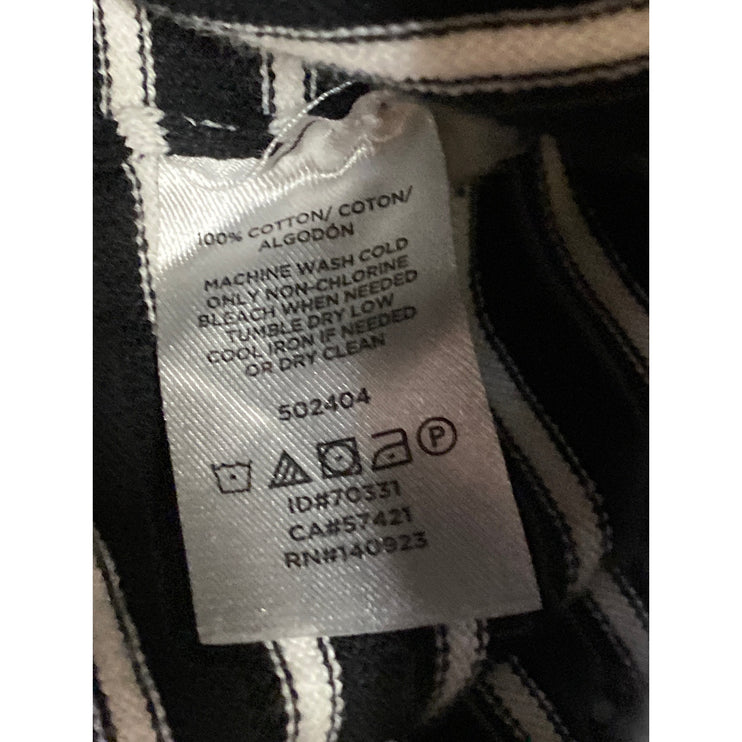 Ann Taylor LOFT Women's Black White Striped Long Sleeve Button Up Cardigan Top L