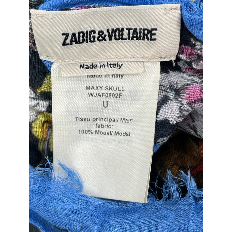 Zadig & Voltaire Maxy Signature Skull Multicolor Floral Blanket Scarf Stole OS
