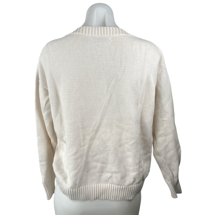Ann Taylor LOFT White Ladybug Bateau Neck Long Sleeve Sweatshirt Sweater Top S