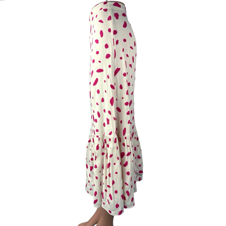 Aritzia Wilfred Women's White Pink Printed Straight A-Line Midi Maxi Skirt Sz 0