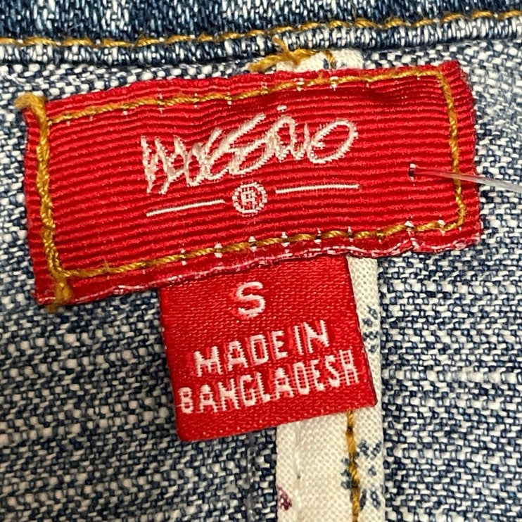 Mossimo Womens Blue Long Sleeve Collared Button Front Denim Coat Jacket Size S