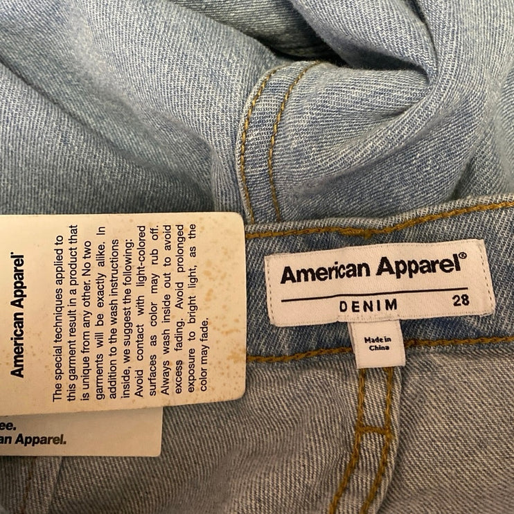 NEW American Apparel The Crop Wide Leg Womens Blue High Rise Denim Jeans Size 28