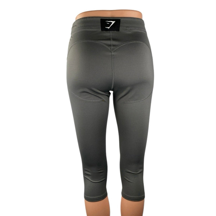 Gymshark Women's Gray Mid Rise Yoga Workout Capri Athletic Leggings Pants Size S