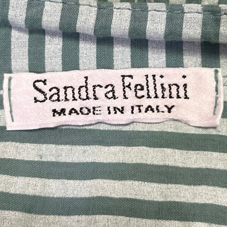 Sandra Fellini Green Striped Half Sleeve Button Down Shirt Mini Dress Size M