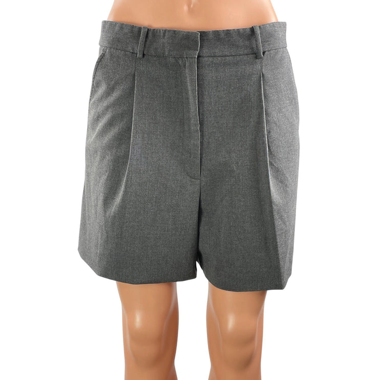 Zara Womens Gray Pleated High Rise Wide Leg Tailored Trouser Casual Shorts Sz M