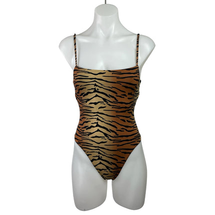 Vitamin A Brown Tiger Print Sleeveless Cami Camisole Beach One Piece Swimsuit S