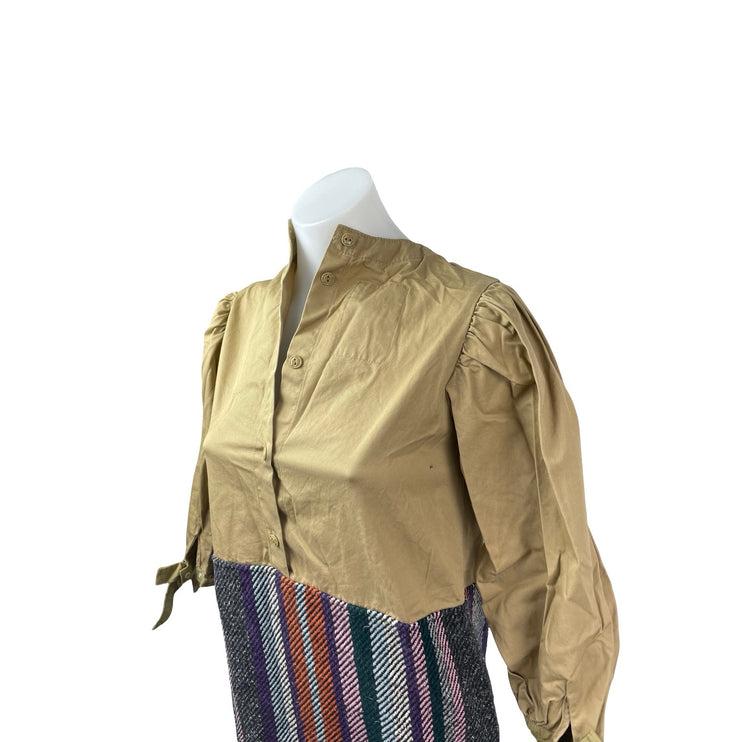 NEW Go to Hollywood Girl's Multicolor Striped Button Midi Shirt Dress 140 US 10