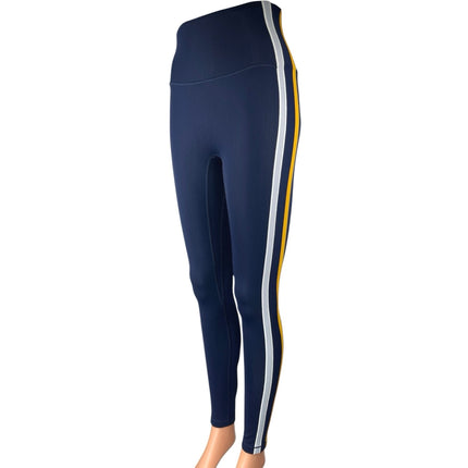 All Access x Bandier Women's Blue Striped Yoga Athletic Leggings Pants Size S