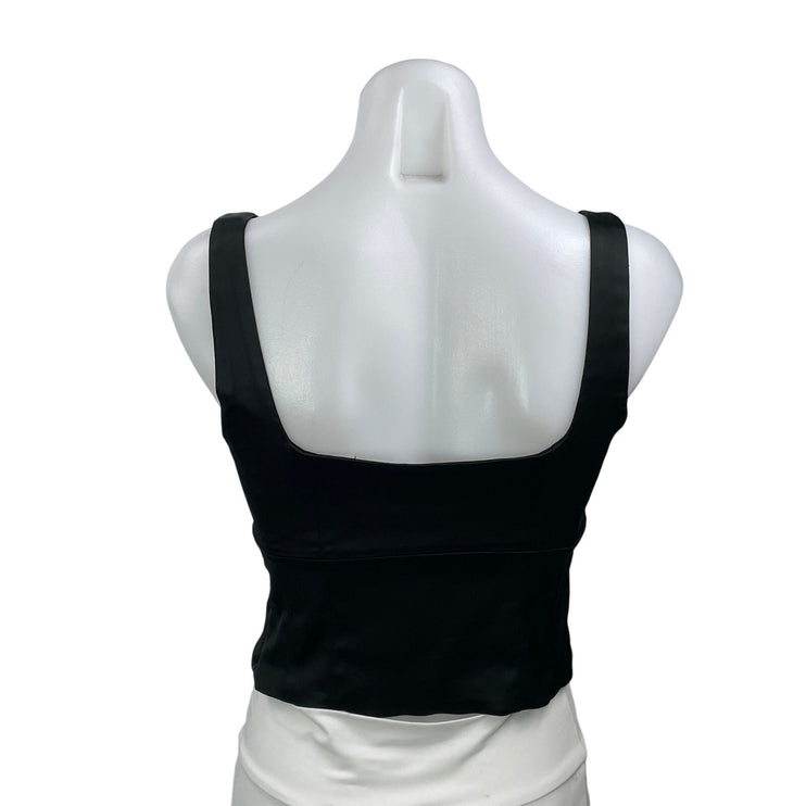 Aritzia Wilfred Shine Women's Black Sleeveless Satin Cropped Tank Bustier Top S